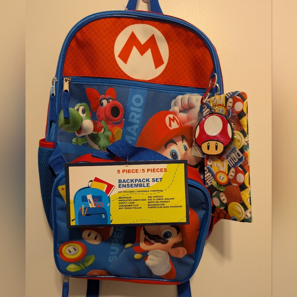 Nintendo Kids Backpack Set - Blue and Red